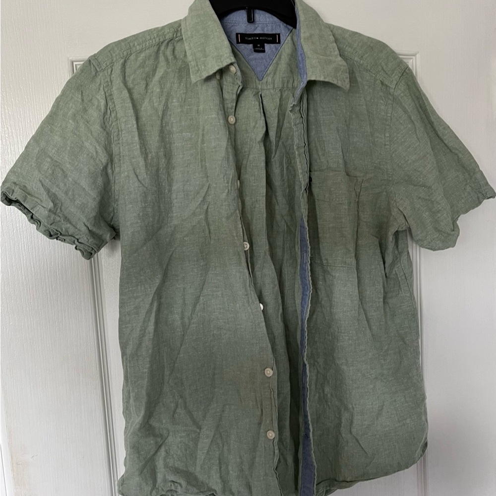Tommy Hilfiger Green Linen Shirt